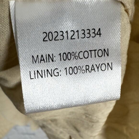 Bl_ank Gauze Crinkled Cotton Dress Long Sleeves Beige Womens S Boho Cottagecore - Picture 8 of 9